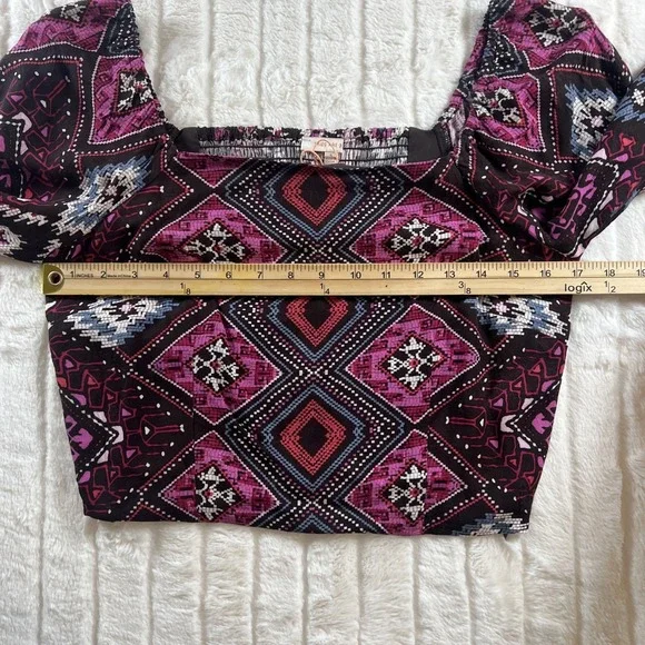 NWT Skies Are Blue Cropped Blouse Balloon Long Sleeve Floral Women's‎ Size Small - Picture 7 of 10